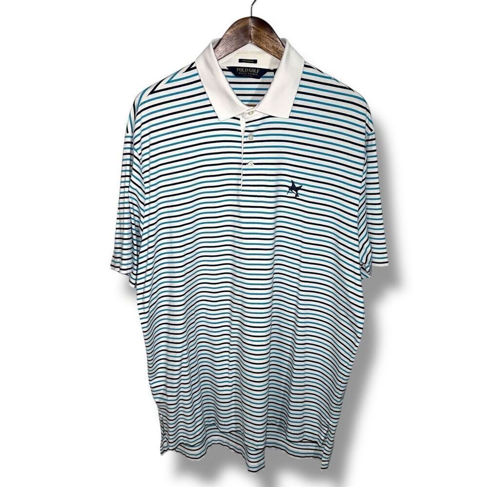 Teal & White Polo Ralph Lauren Golf Performance Golf Polo Shirt Size Xl